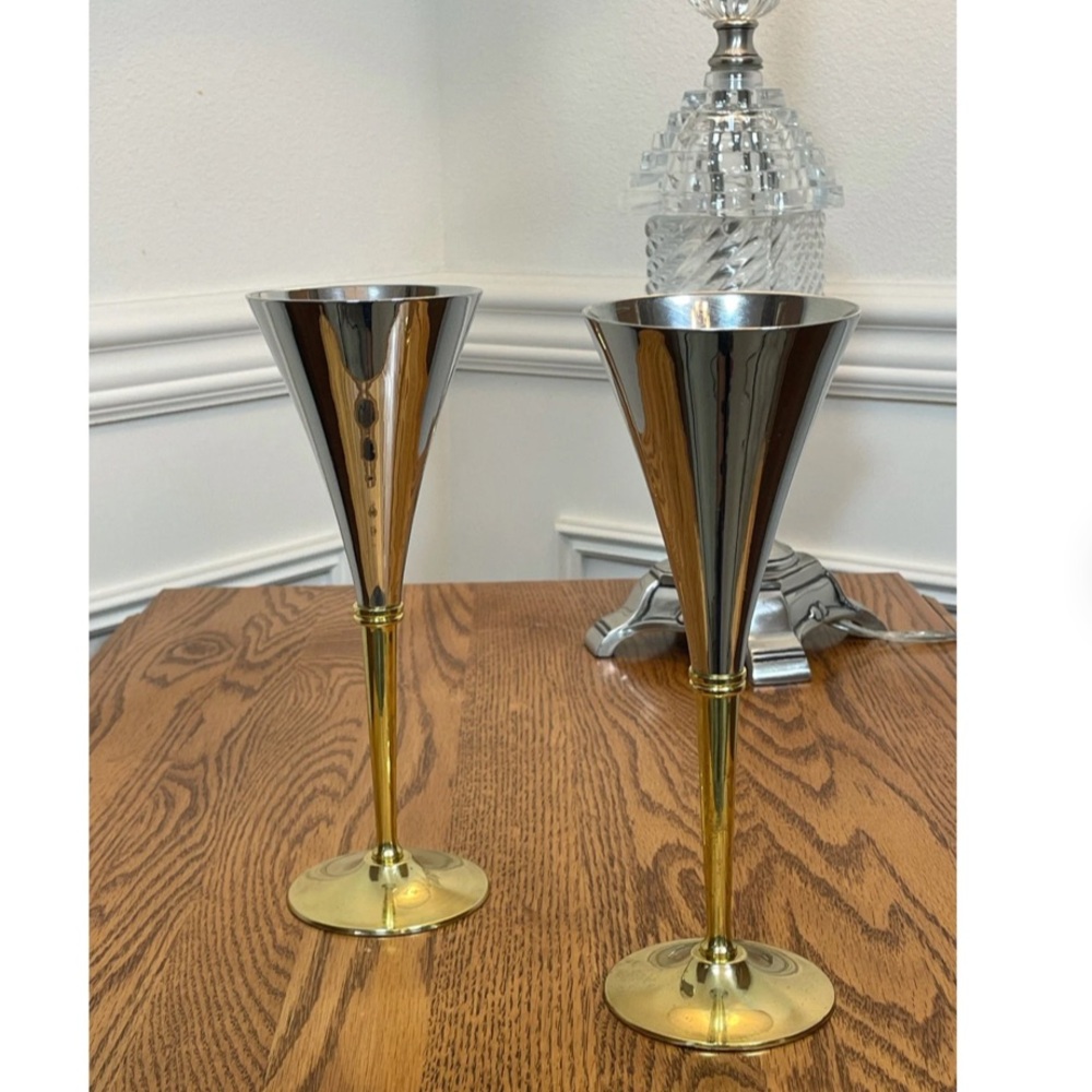MCM Tableware Brass Champagne Flutes/Goblets